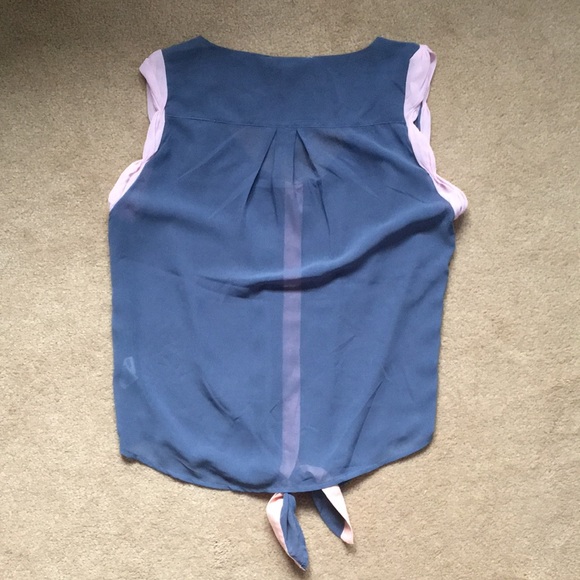 Sheer button down, sleeveless shirt | blue/pink - Picture 3 of 3